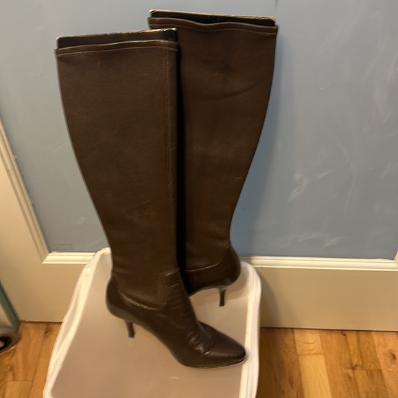 Cole Haan NikeAir Pull On knee high stretch leather Boots Chocolate brown size 6 - Picture 2 of 9
